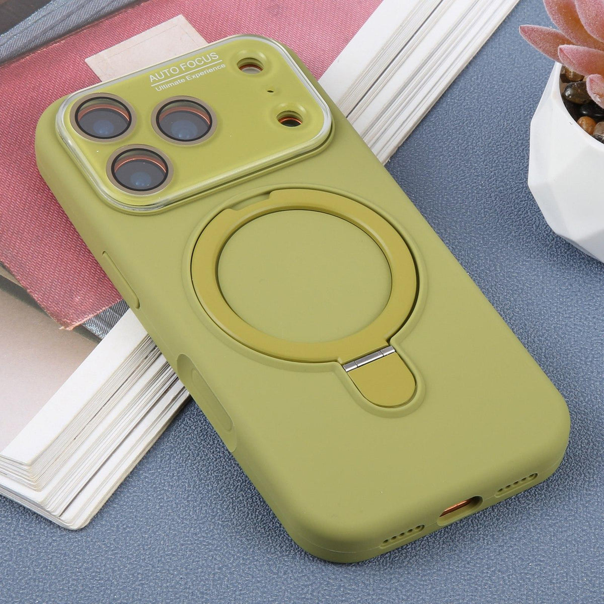 For iPhone Air Large Window Magnetic Holder Liquid Silicone Phone Case - Green - EDA009822504G