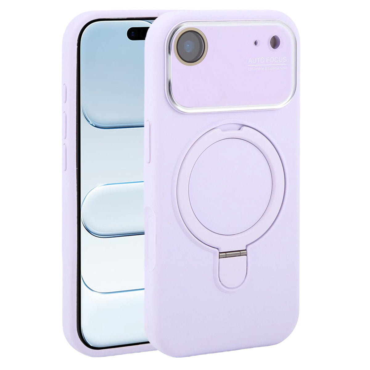 For iPhone Air Large Window Magnetic Holder Liquid Silicone Phone Case - Purple - EDA009822504H