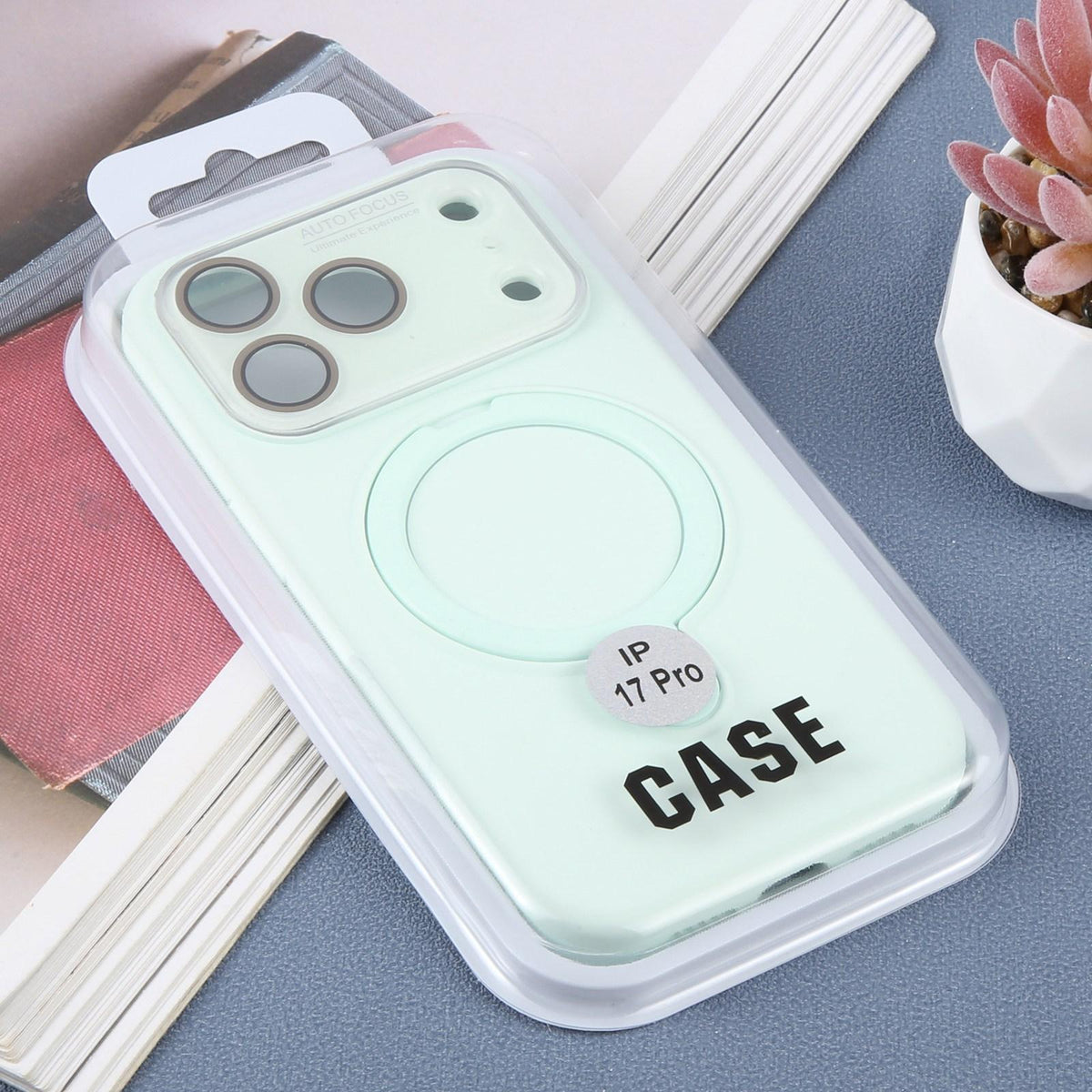 For iPhone 16 Pro Max Large Window Magnetic Holder Liquid Silicone Phone Case - Mint Green - EDA009822505E