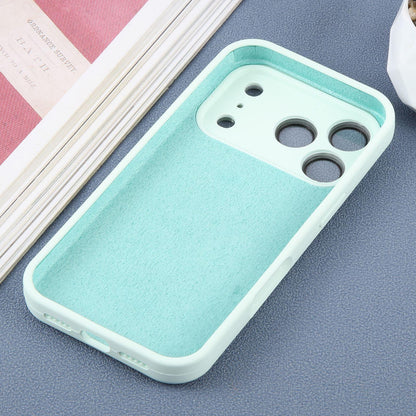 For iPhone 16 Pro Large Window Magnetic Holder Liquid Silicone Phone Case - Mint Green - EDA009822506E