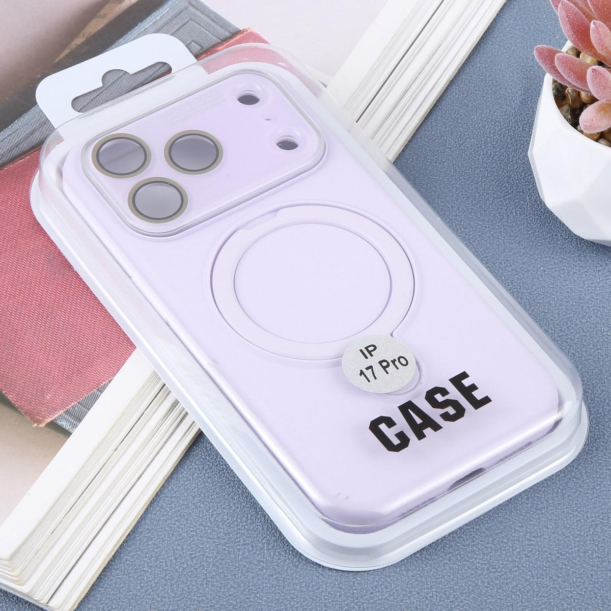 For iPhone 16 Pro Large Window Magnetic Holder Liquid Silicone Phone Case - Purple - EDA009822506H