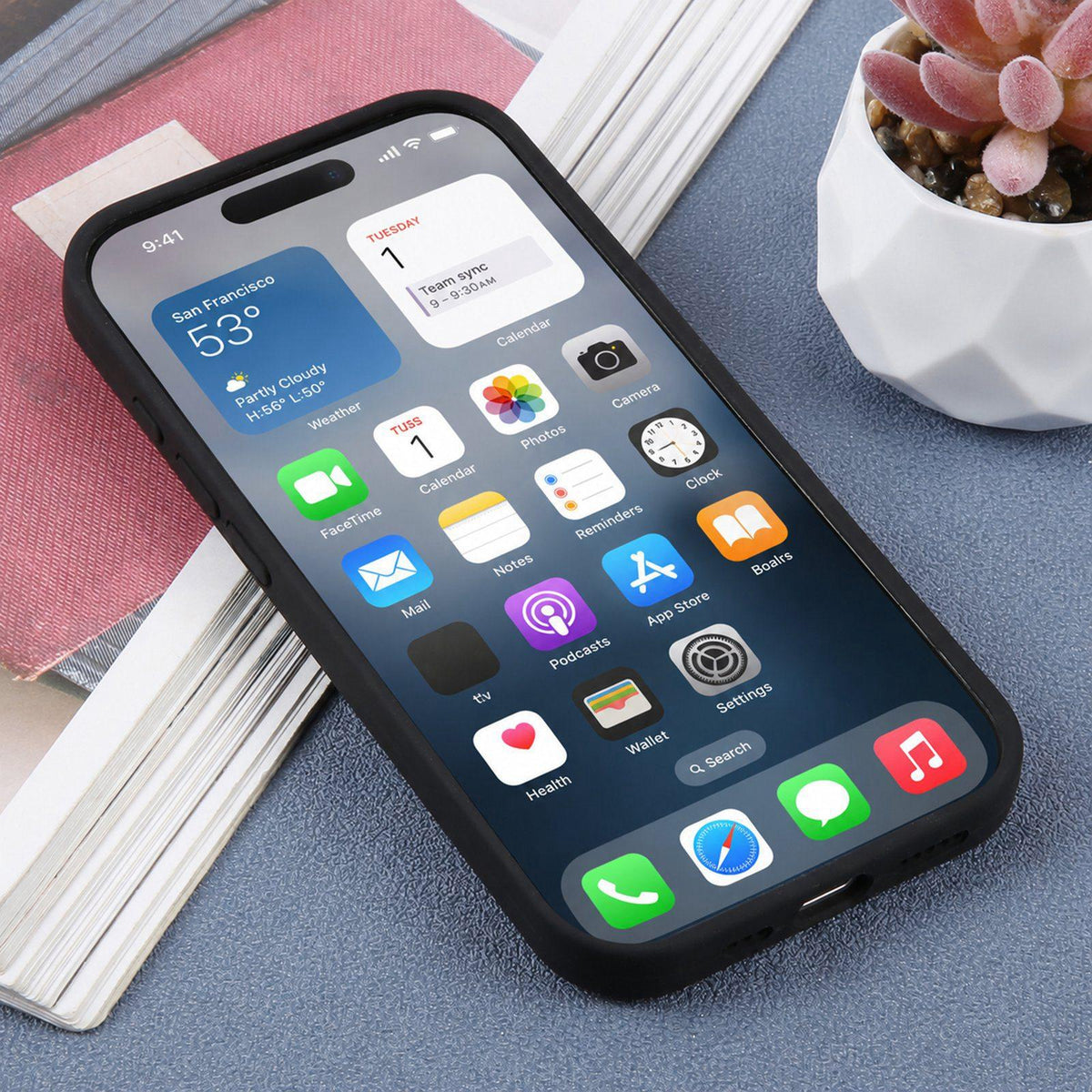 For iPhone 16 Large Window Magnetic Holder Liquid Silicone Phone Case - Black - EDA009822508A