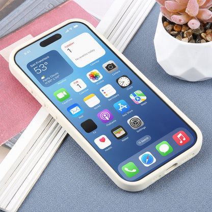 For iPhone 16 Large Window Magnetic Holder Liquid Silicone Phone Case - White - EDA009822508C
