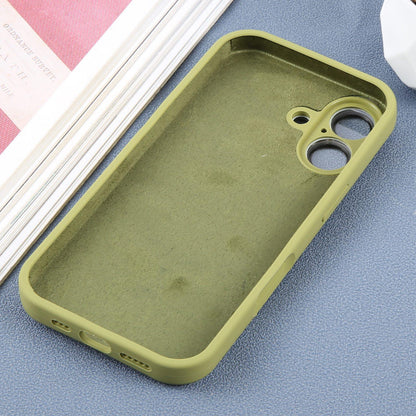For iPhone 16 Large Window Magnetic Holder Liquid Silicone Phone Case - Green - EDA009822508G