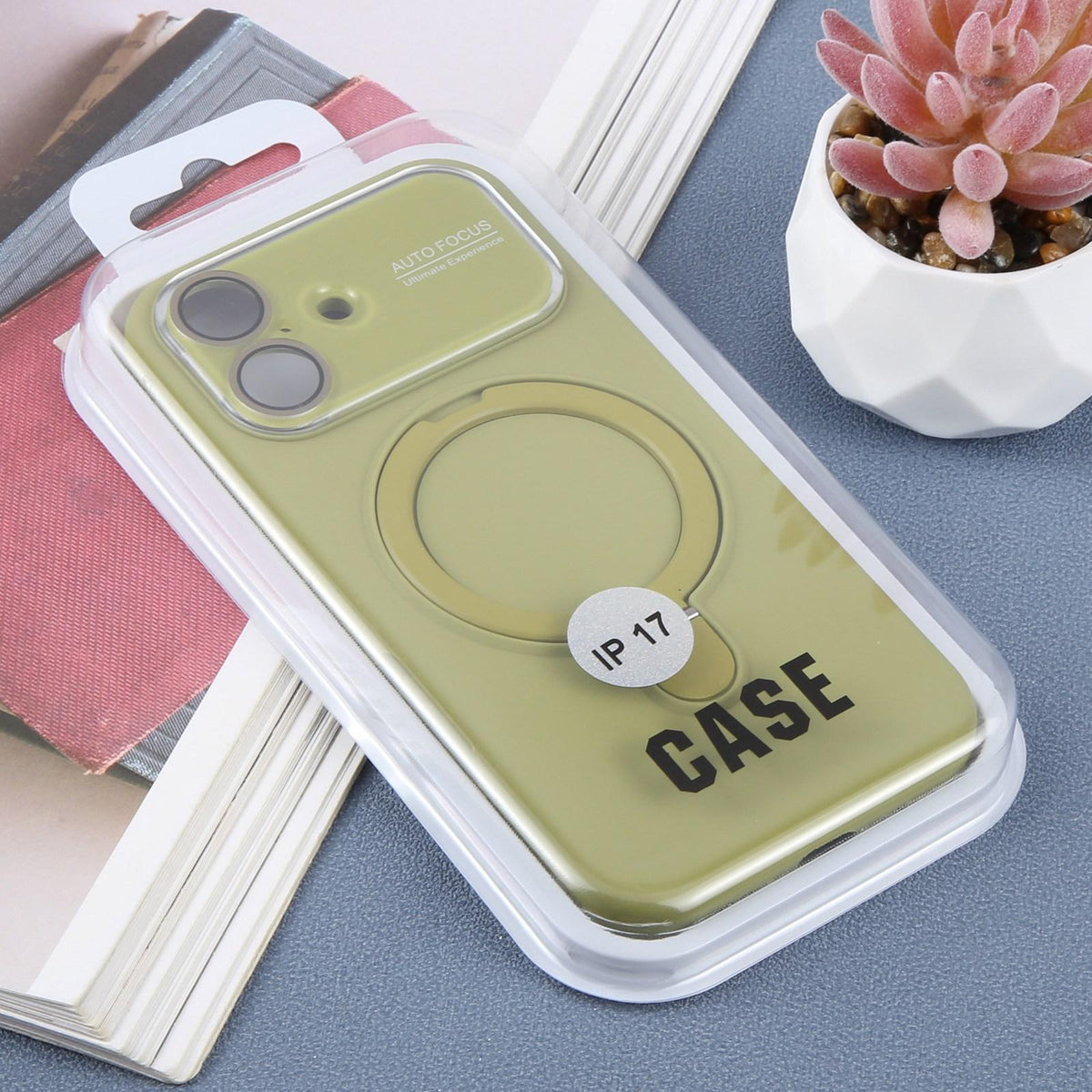 For iPhone 16 Large Window Magnetic Holder Liquid Silicone Phone Case - Green - EDA009822508G