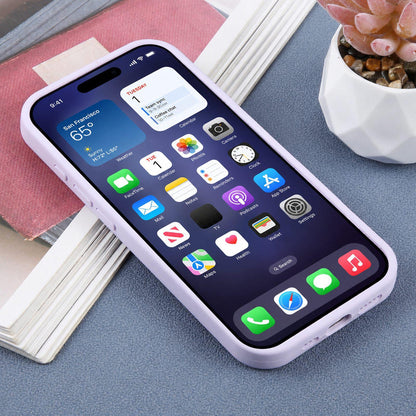 For iPhone 16 Large Window Magnetic Holder Liquid Silicone Phone Case - Purple - EDA009822508H