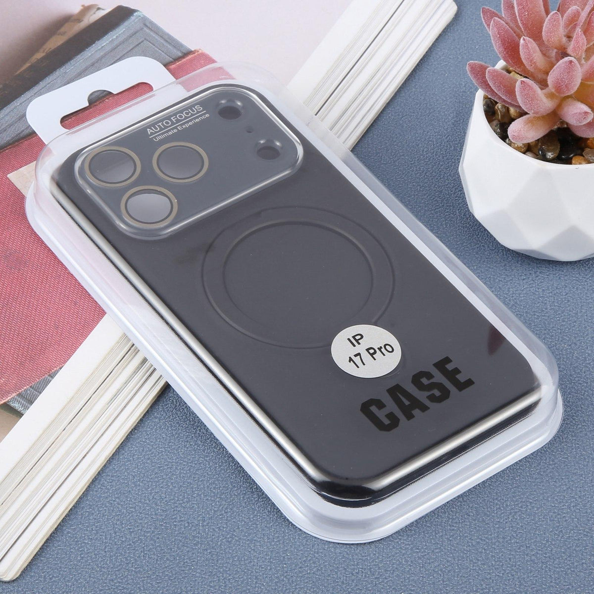 For iPhone 15 Pro Max Large Window Magnetic Holder Liquid Silicone Phone Case - Black - EDA009822509A