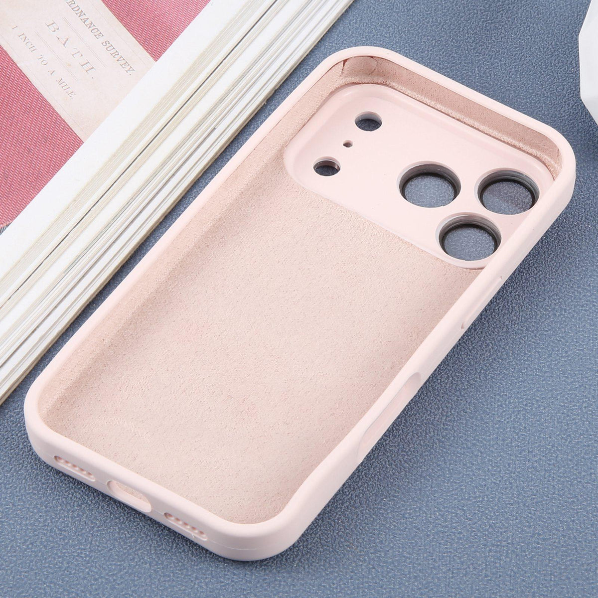 For iPhone 15 Pro Max Large Window Magnetic Holder Liquid Silicone Phone Case - Pink - EDA009822509F