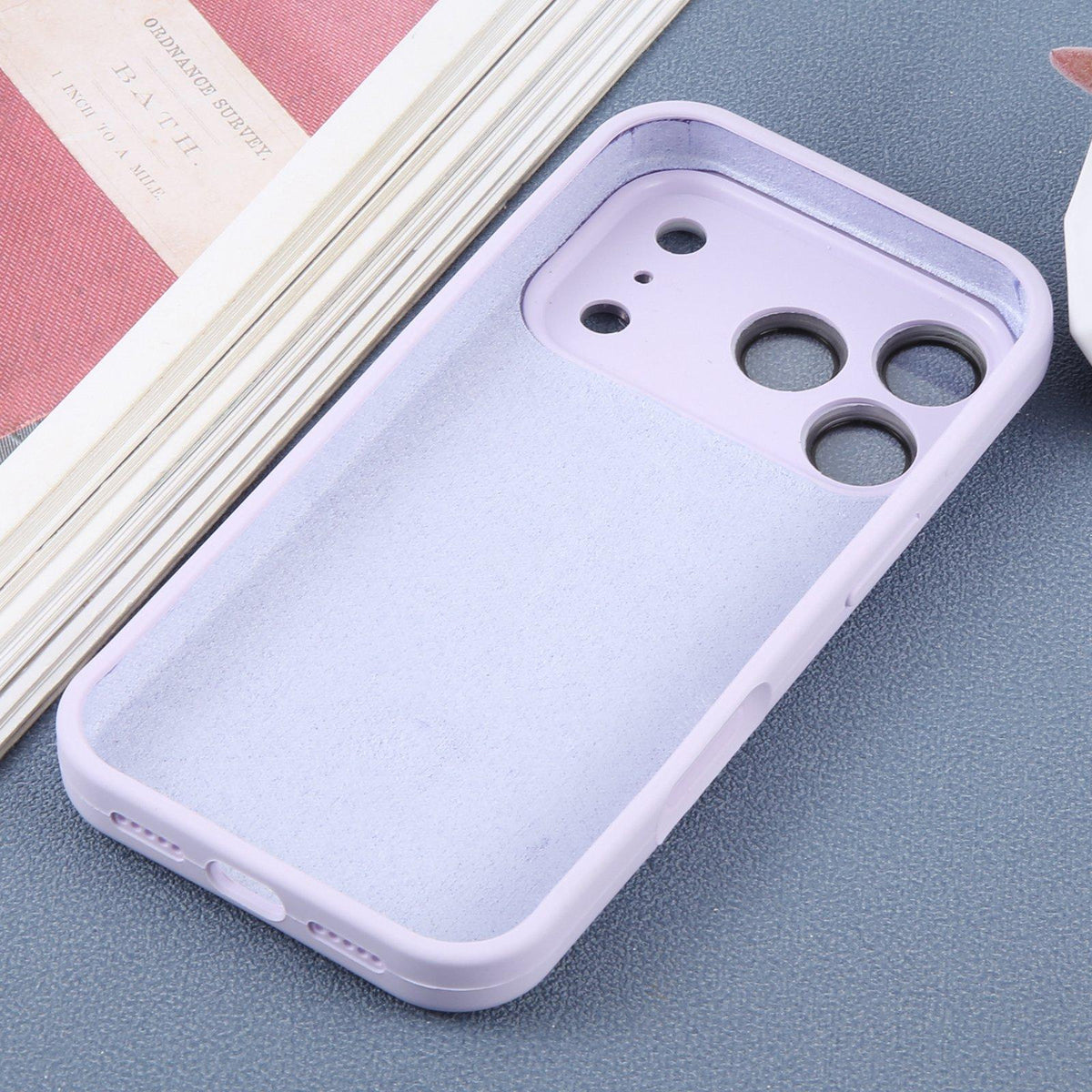 For iPhone 15 Pro Max Large Window Magnetic Holder Liquid Silicone Phone Case - Purple - EDA009822509H