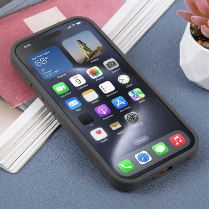 For iPhone 15 Large Window Magnetic Holder Liquid Silicone Phone Case - Dark Grey - EDA009822512J