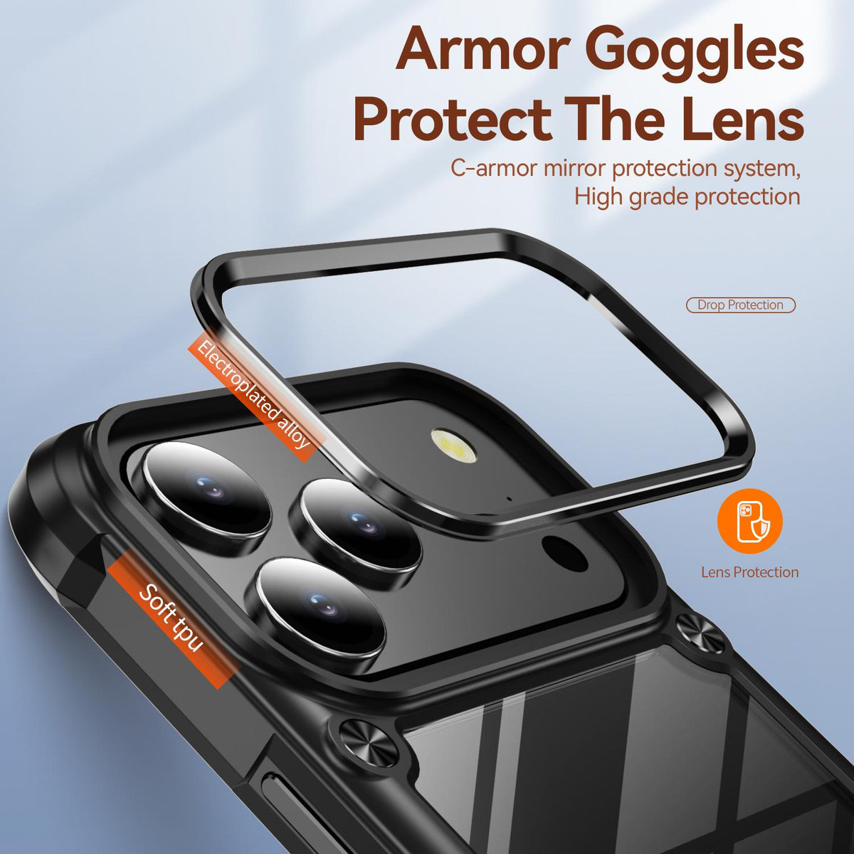 For iPhone 18 Pro Max TPU + PC Lens Protection Phone Case - Black - EDA009823201A