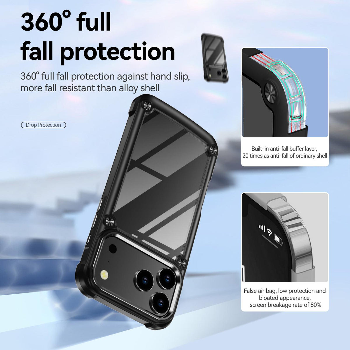 For iPhone 18 Pro Max TPU + PC Lens Protection Phone Case - Black - EDA009823201A