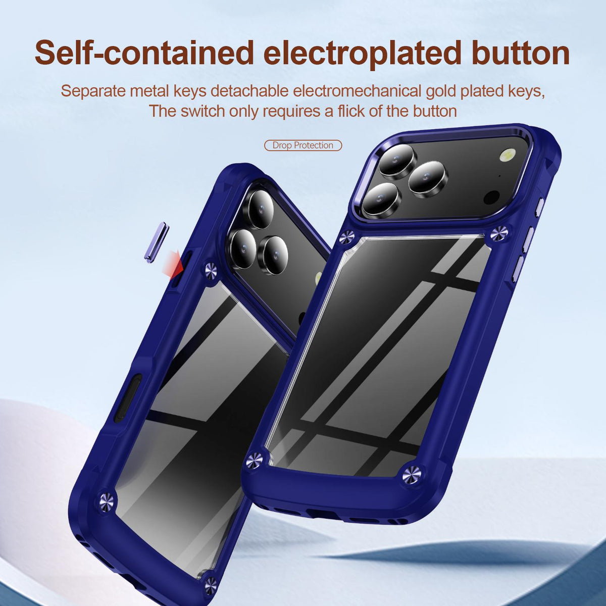 For iPhone 18 Pro Max TPU + PC Lens Protection Phone Case - Blue - EDA009823201C