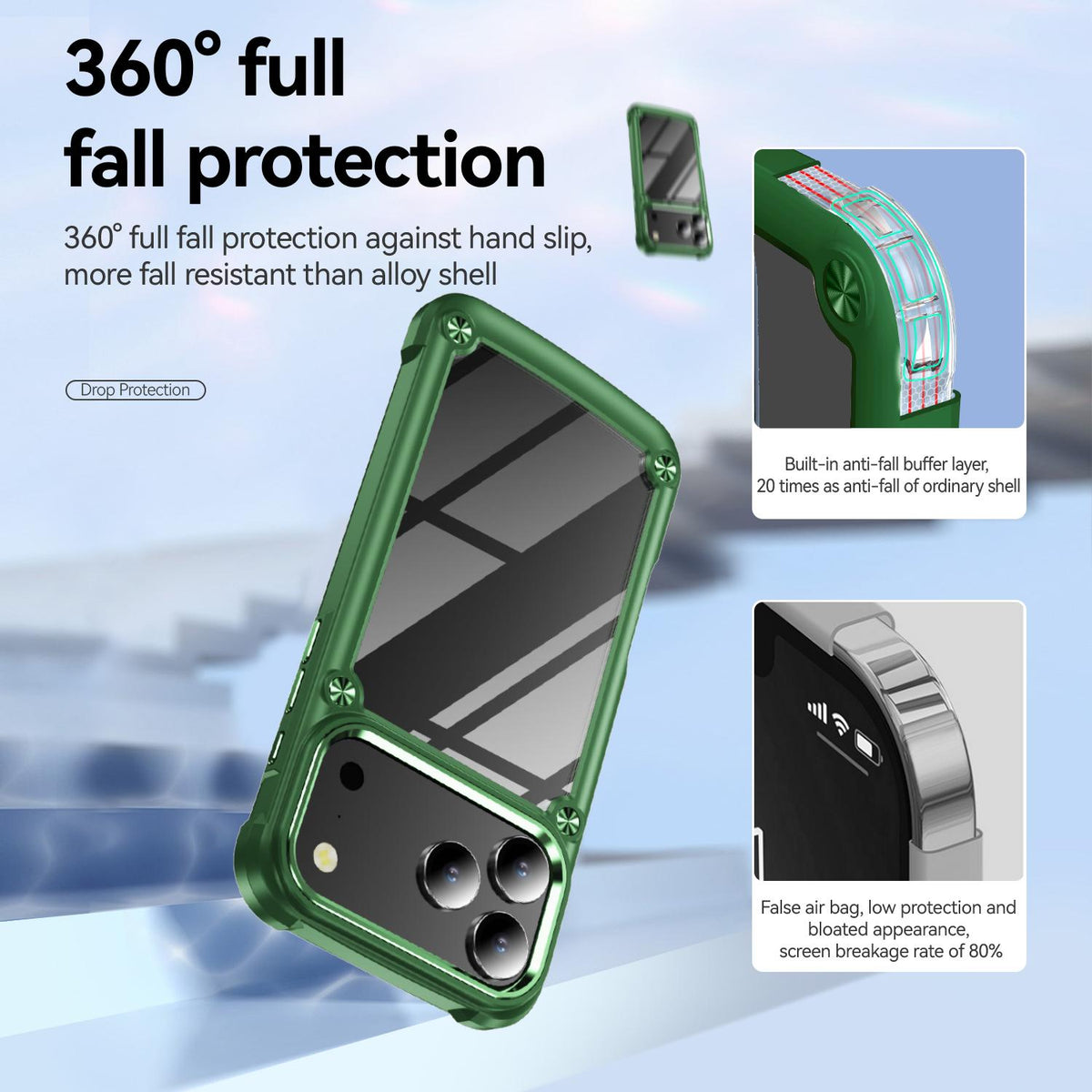 For iPhone 18 Pro Max TPU + PC Lens Protection Phone Case - Green - EDA009823201D
