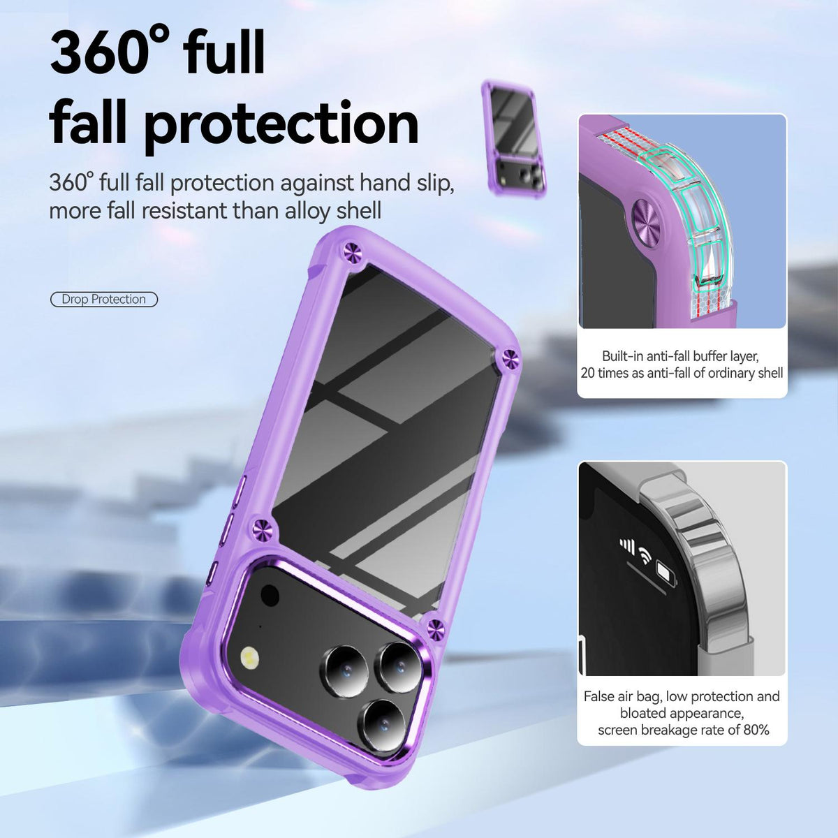 For iPhone 18 Pro Max TPU + PC Lens Protection Phone Case - Purple - EDA009823201E