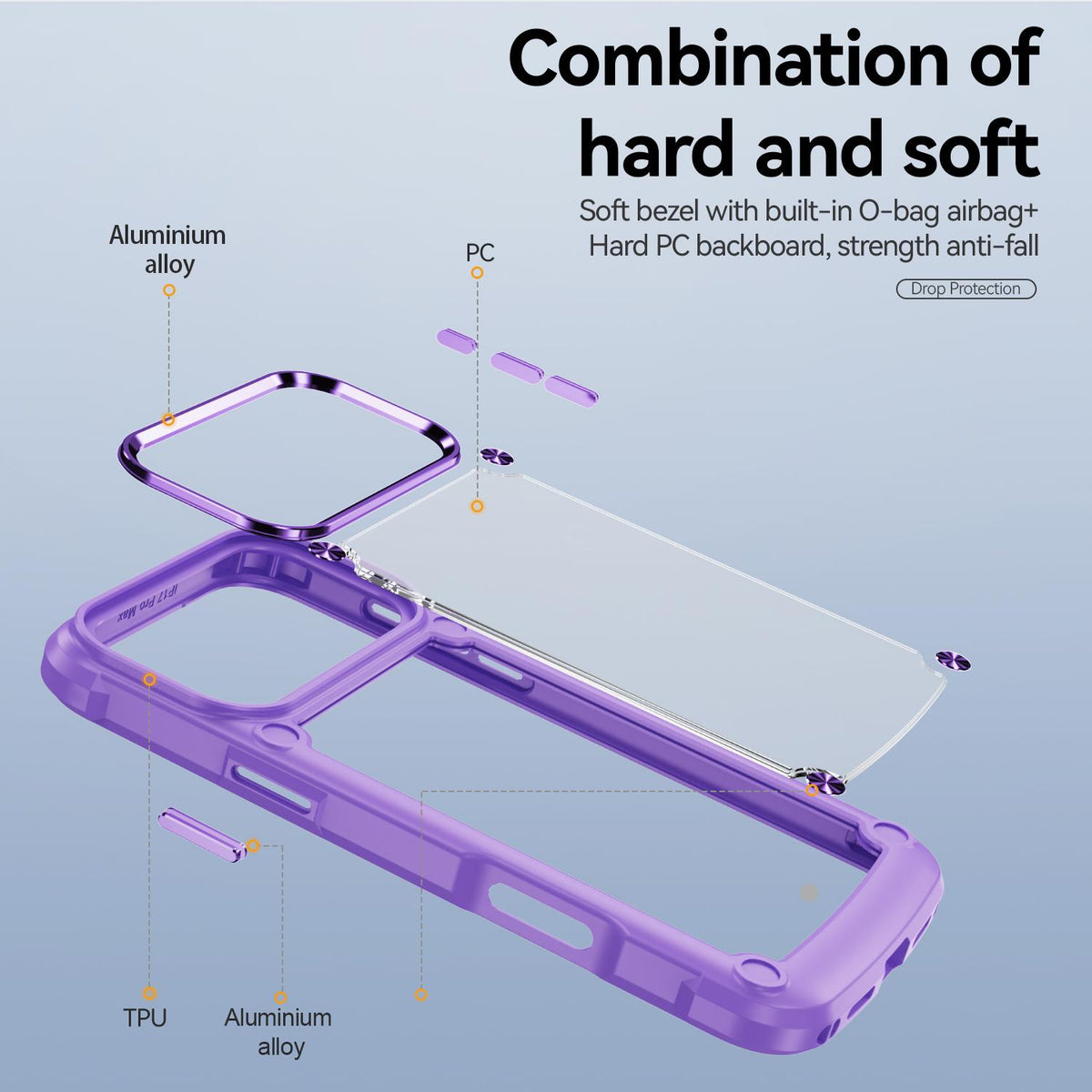 For iPhone 18 Pro Max TPU + PC Lens Protection Phone Case - Purple - EDA009823201E