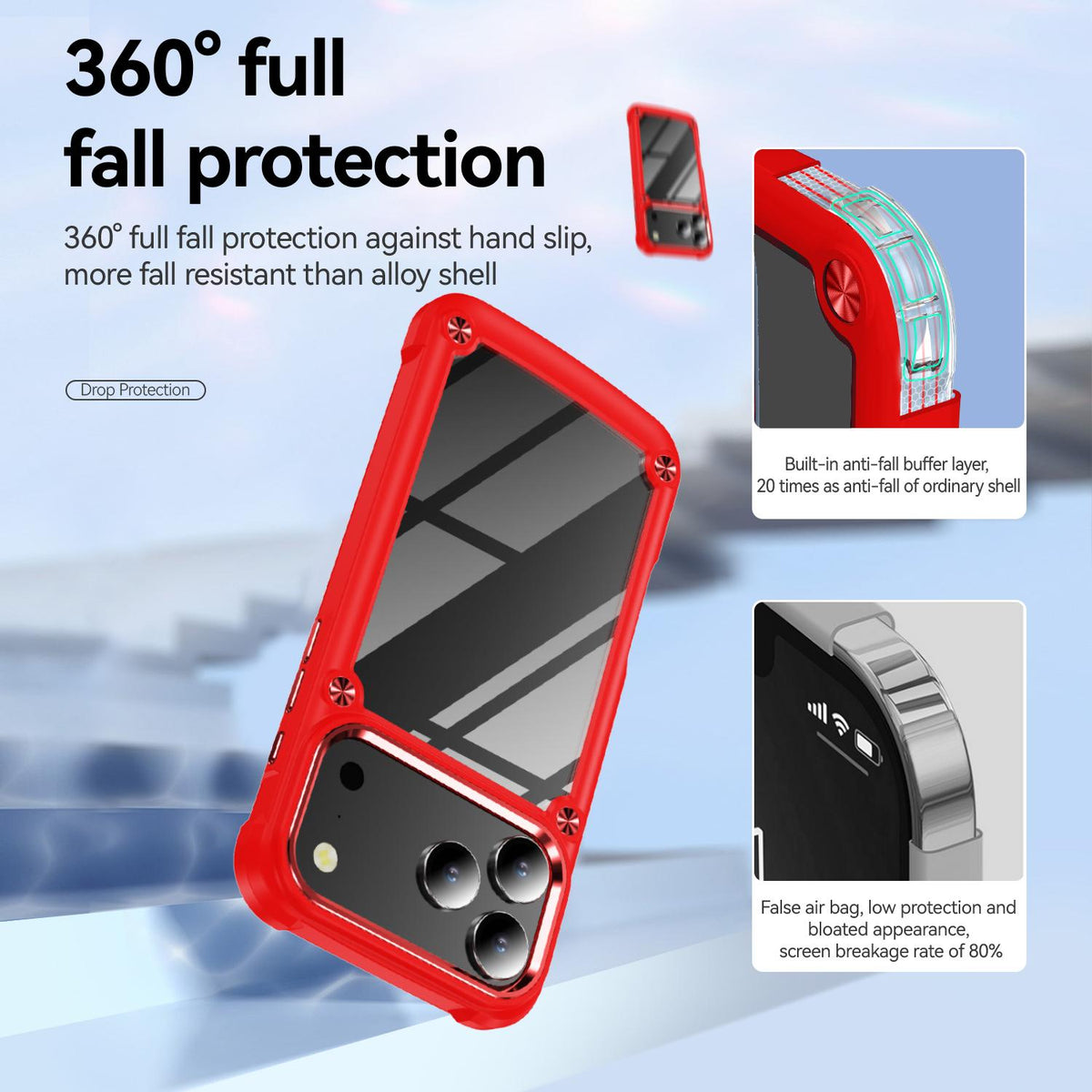 For iPhone 18 Pro TPU + PC Lens Protection Phone Case - Red - EDA009823202B