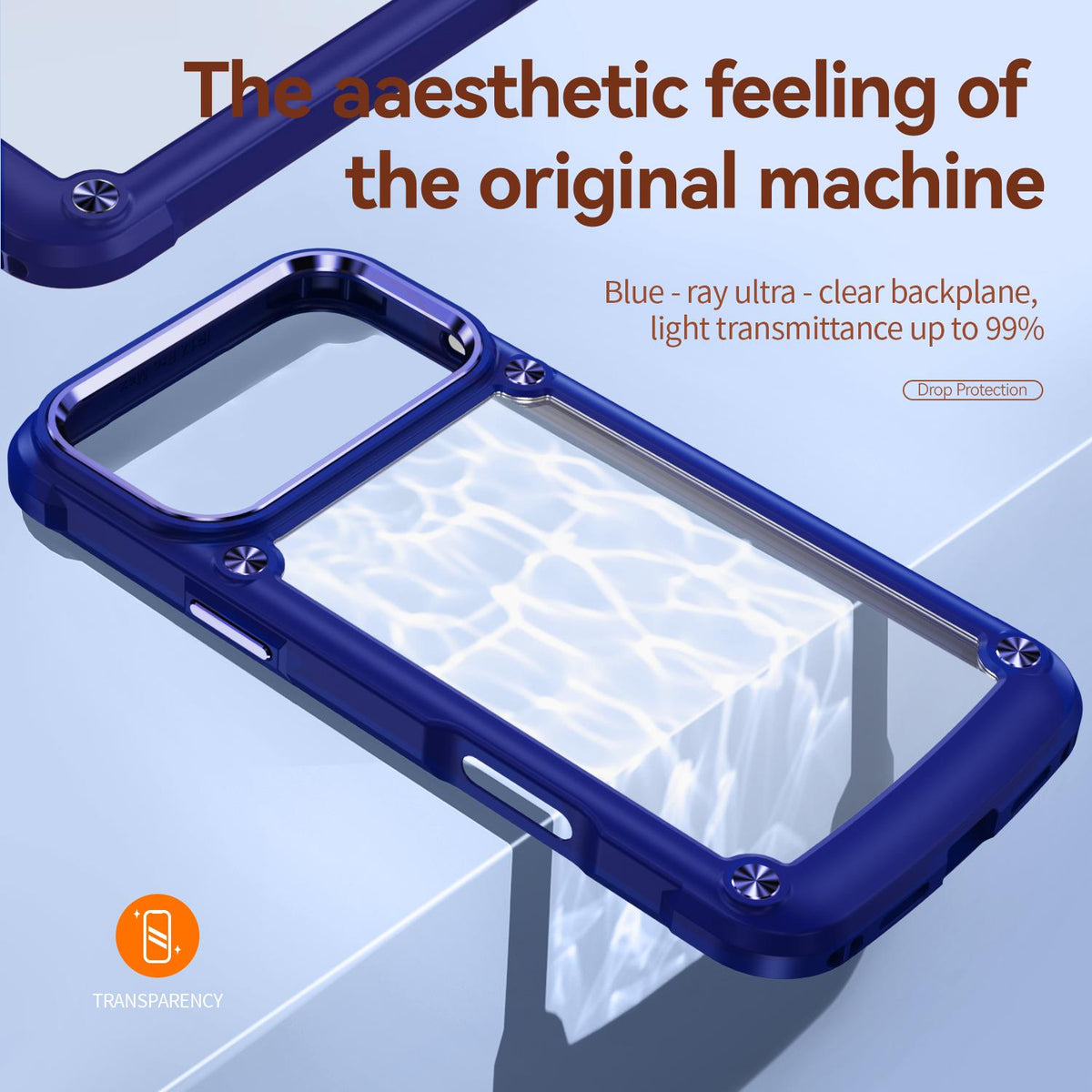 For iPhone 18 Pro TPU + PC Lens Protection Phone Case - Blue - EDA009823202C