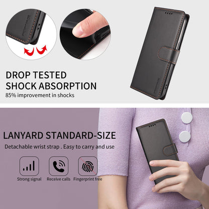 For Huawei nova 16 BETOPNICE Pearlescent RFID Vegan Leather Phone Case with Strap(Black)