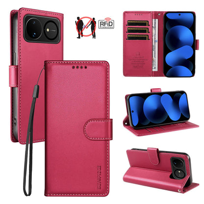 For Huawei nova 16 BETOPNICE Pearlescent RFID Vegan Leather Phone Case with Strap(Red)