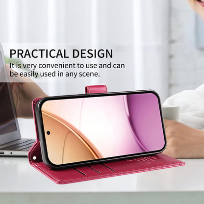 For Huawei nova 16 BETOPNICE Pearlescent RFID Vegan Leather Phone Case with Strap(Red)