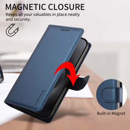 For Huawei nova 16 BETOPNICE Pearlescent RFID Vegan Leather Phone Case with Strap(Blue)