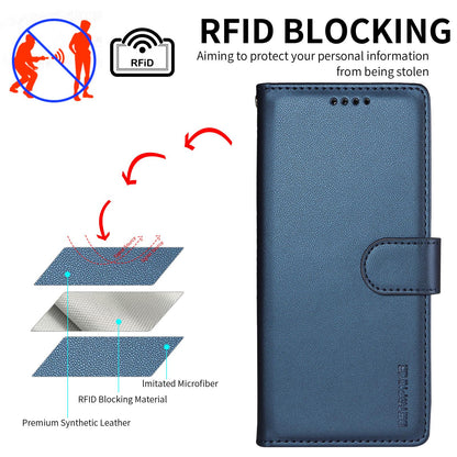 For Huawei nova 16 BETOPNICE Pearlescent RFID Vegan Leather Phone Case with Strap(Blue)