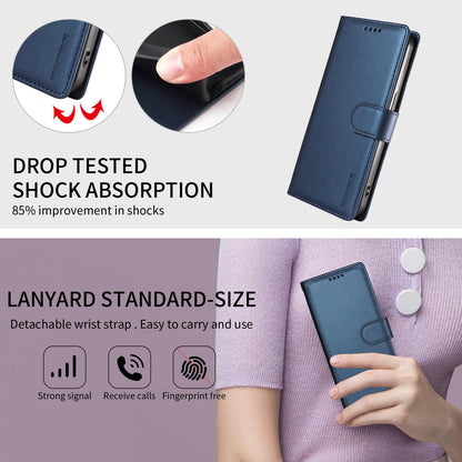 For Huawei nova 16 BETOPNICE Pearlescent RFID Vegan Leather Phone Case with Strap(Blue)
