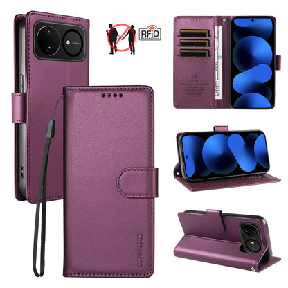 For Huawei nova 16 BETOPNICE Pearlescent RFID Vegan Leather Phone Case with Strap(Purple)