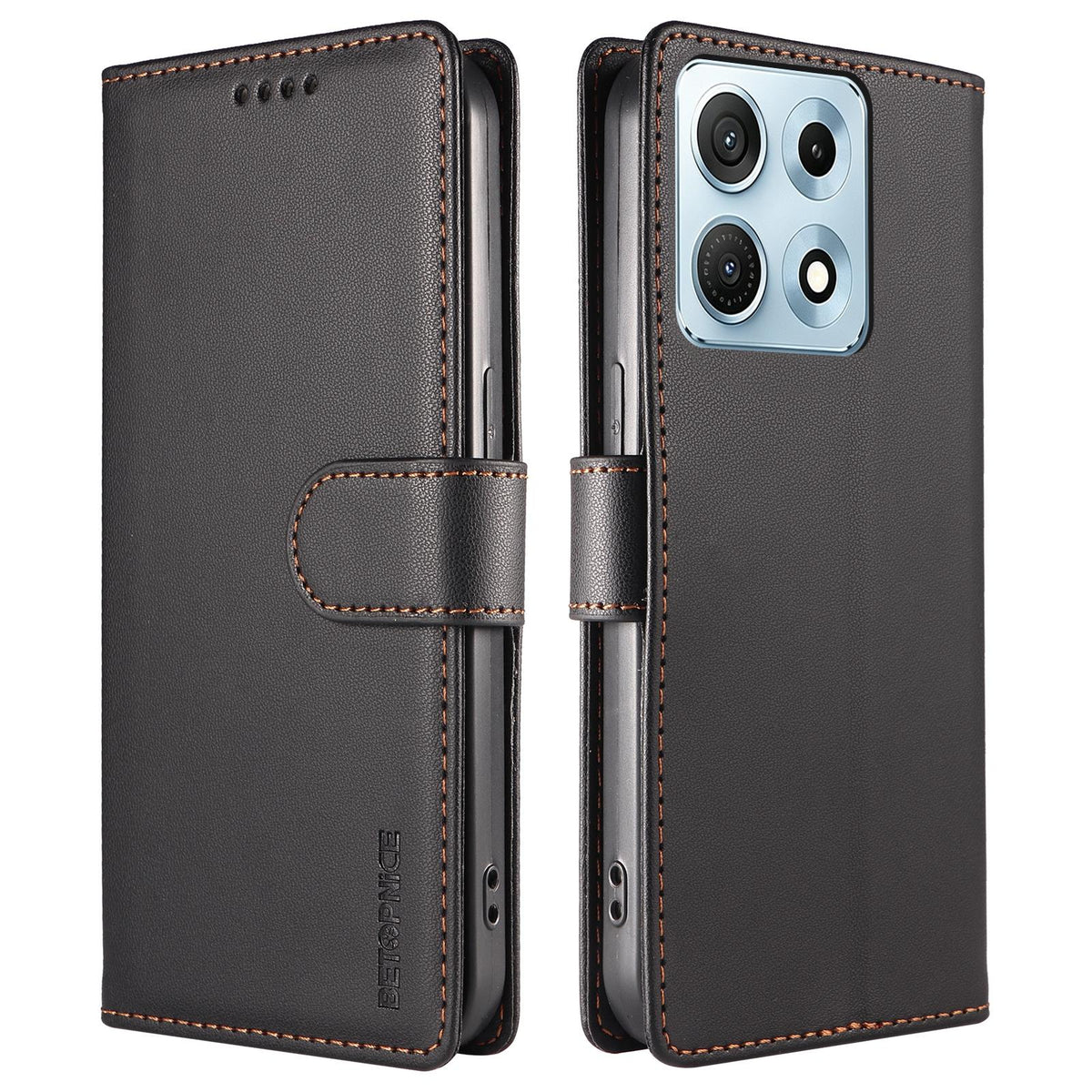 For Motorola Edge 70 Max 5G BETOPNICE Pearlescent RFID Vegan Leather Phone Case with Strap - Black - EDA009824423A