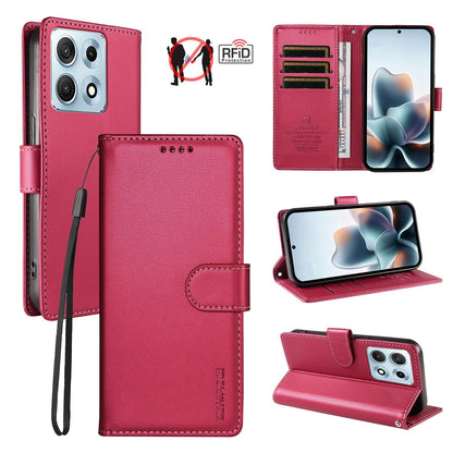 For Motorola Edge 70 Max 5G BETOPNICE Pearlescent RFID Vegan Leather Phone Case with Strap - Red - EDA009824423B