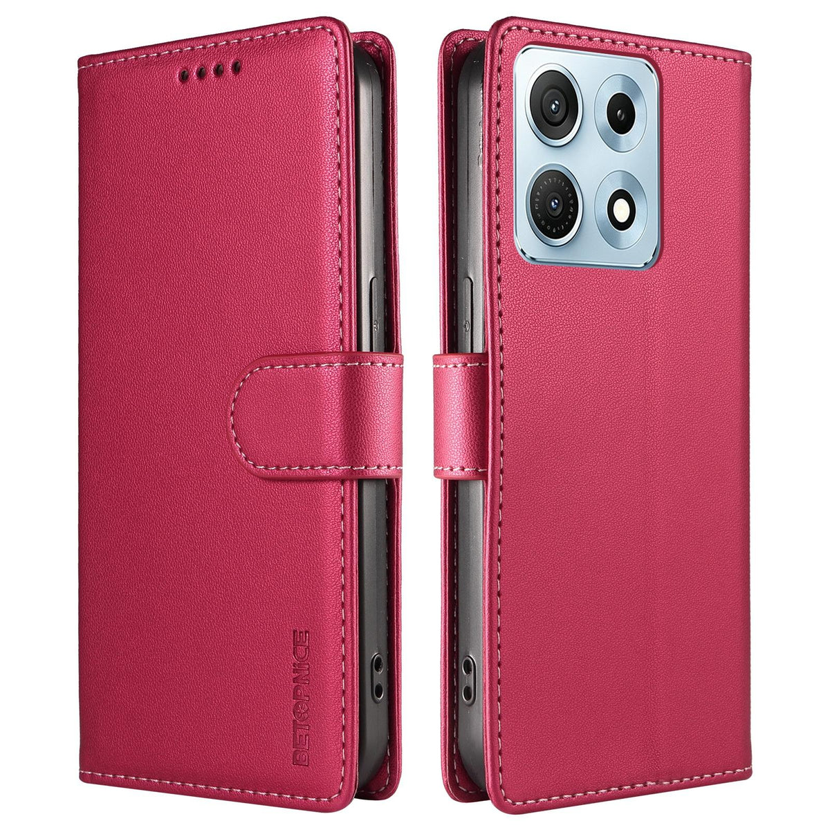 For Motorola Edge 70 Max 5G BETOPNICE Pearlescent RFID Vegan Leather Phone Case with Strap - Red - EDA009824423B
