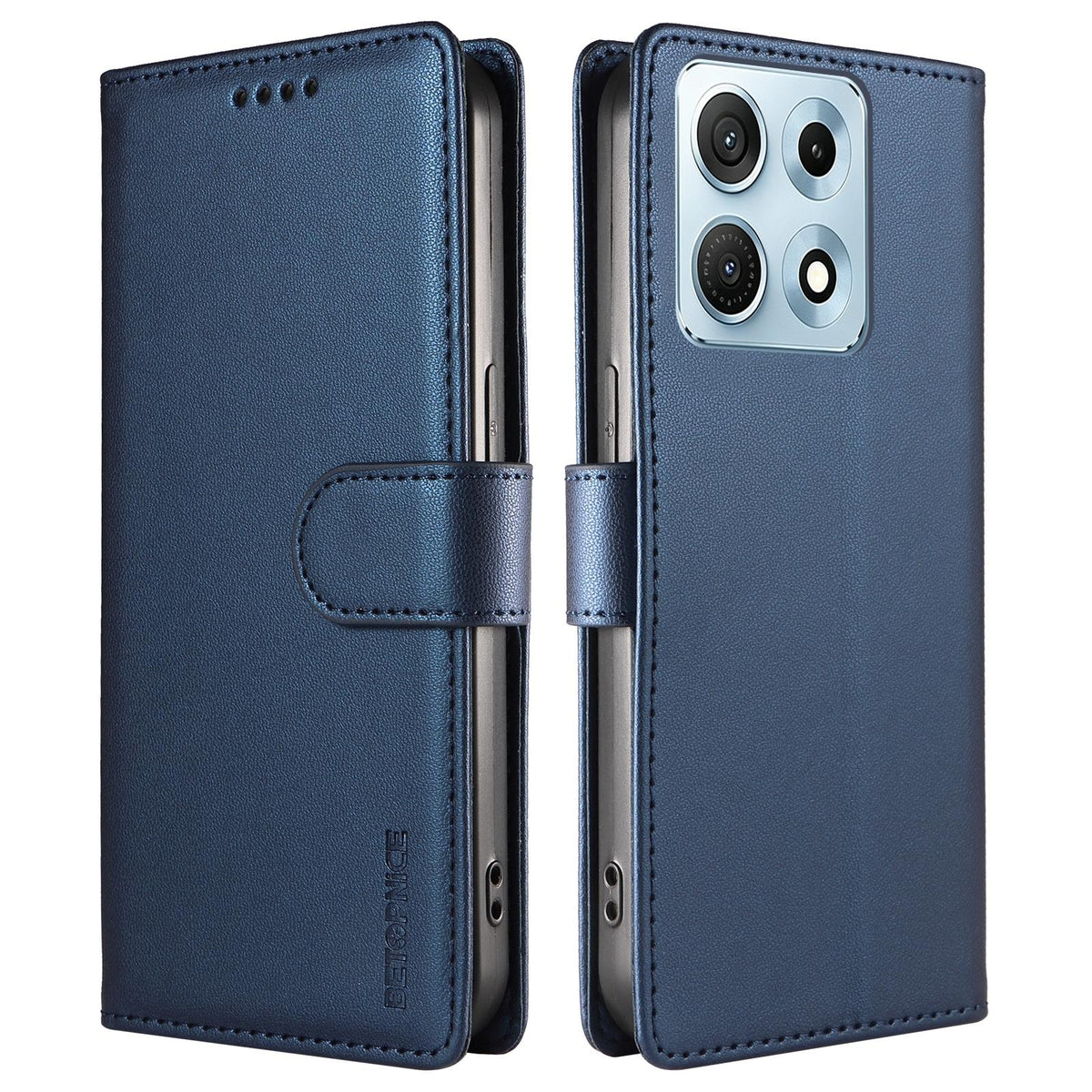 For Motorola Edge 70 Max 5G BETOPNICE Pearlescent RFID Vegan Leather Phone Case with Strap - Blue - EDA009824423C