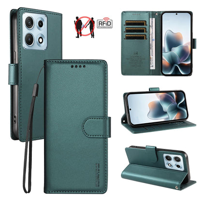 For Motorola Edge 70 Max 5G BETOPNICE Pearlescent RFID Vegan Leather Phone Case with Strap - Green - EDA009824423D