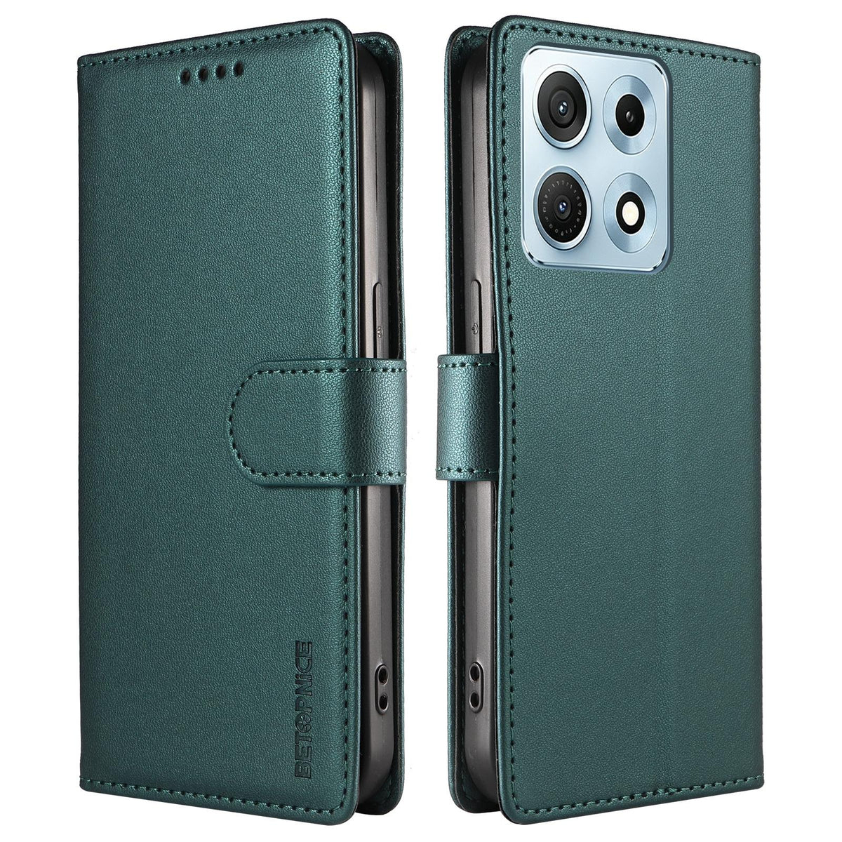 For Motorola Edge 70 Max 5G BETOPNICE Pearlescent RFID Vegan Leather Phone Case with Strap - Green - EDA009824423D