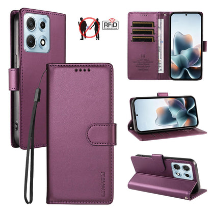 For Motorola Edge 70 Max 5G BETOPNICE Pearlescent RFID Vegan Leather Phone Case with Strap - Purple - EDA009824423E