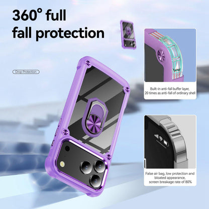 For iPhone 18 Pro TPU + PC Lens Protection Phone Case with Ring Holder - Black - EDA009825102A