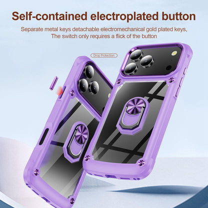 For iPhone 18 Pro Max TPU + PC Lens Protection Phone Case with Ring Holder - Blue - EDA009825103C