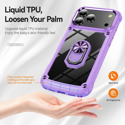 For iPhone 18 Pro Max TPU + PC Lens Protection Phone Case with Ring Holder - Green - EDA009825103D