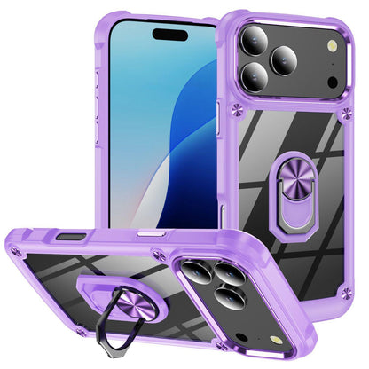 For iPhone 18 Pro Max TPU + PC Lens Protection Phone Case with Ring Holder - Purple - EDA009825103E
