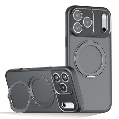 For iPhone 17 Pro Max Armor Magnetic Holder PC Hybrid TPU Phone Case - Frosted Black - EDA009825301A