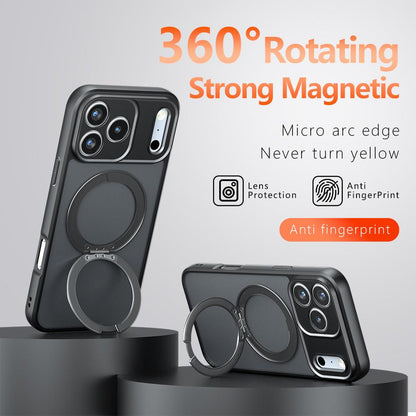 For iPhone 17 Pro Max Armor Magnetic Holder PC Hybrid TPU Phone Case - Frosted Black - EDA009825301A