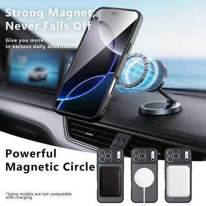 For iPhone 18 Pro Armor Magnetic Holder PC Hybrid TPU Phone Case - Frosted Black - EDA009825304A