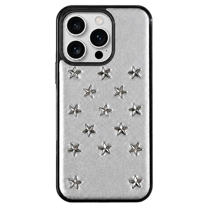 For iPhone 15 Pro Max Rivet Stars Phone Case - Silver - EDA009825802A