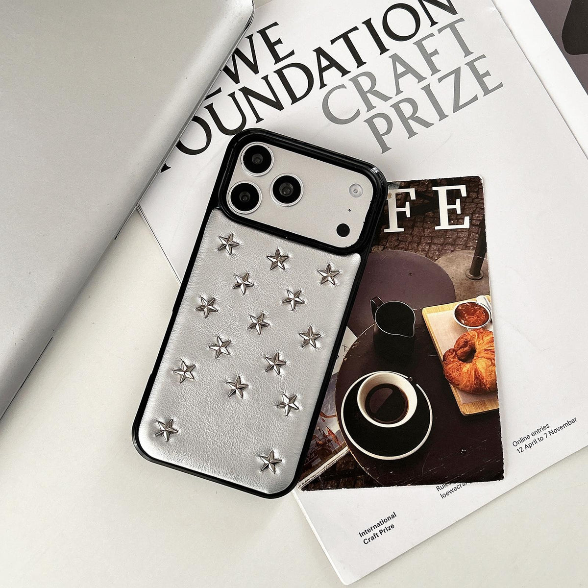 For iPhone 18 Pro / 17 Pro Rivet Stars Phone Case - Silver - EDA009825807A