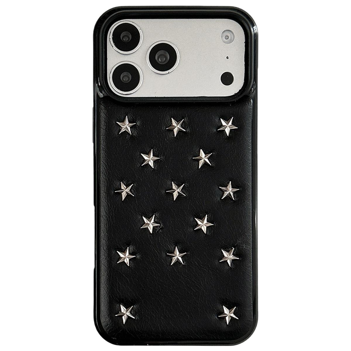For iPhone 18 Pro / 17 Pro Rivet Stars Phone Case - Black - EDA009825807B