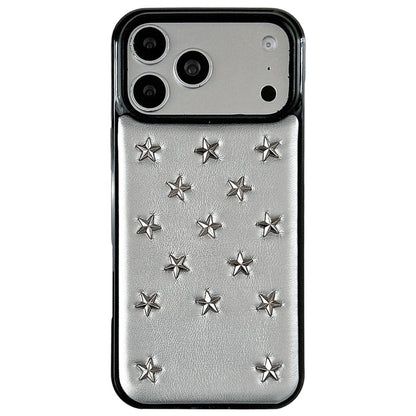 For iPhone 18 Pro Max / 17 Pro Max Rivet Stars Phone Case - Silver - EDA009825808A
