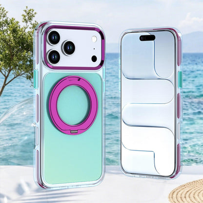 For iPhone 18 Pro Max / 17 Pro Max Two-tone Contrast Rotating Bracket Phone Case - Blue - EDA009830401A
