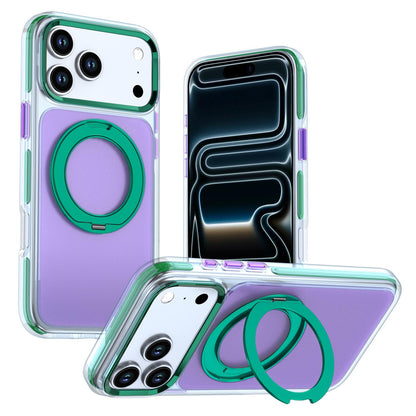 For iPhone 18 Pro Max / 17 Pro Max Two-tone Contrast Rotating Bracket Phone Case - Purple - EDA009830401B