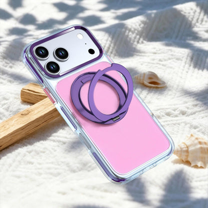 For iPhone 18 Pro Max / 17 Pro Max Two-tone Contrast Rotating Bracket Phone Case - Pink - EDA009830401D